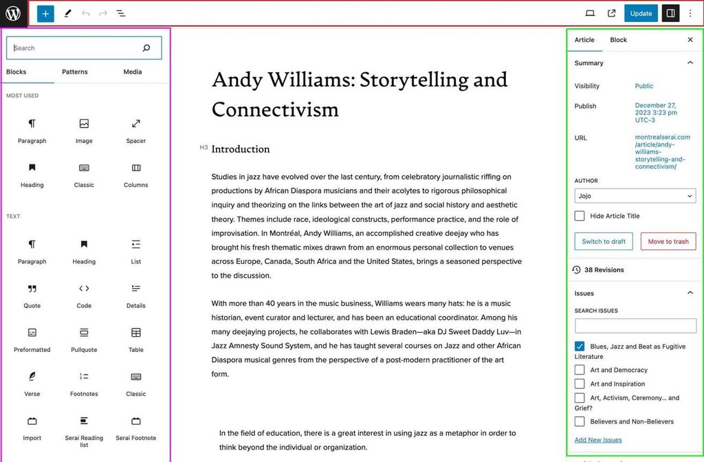 wordpress dashboard
